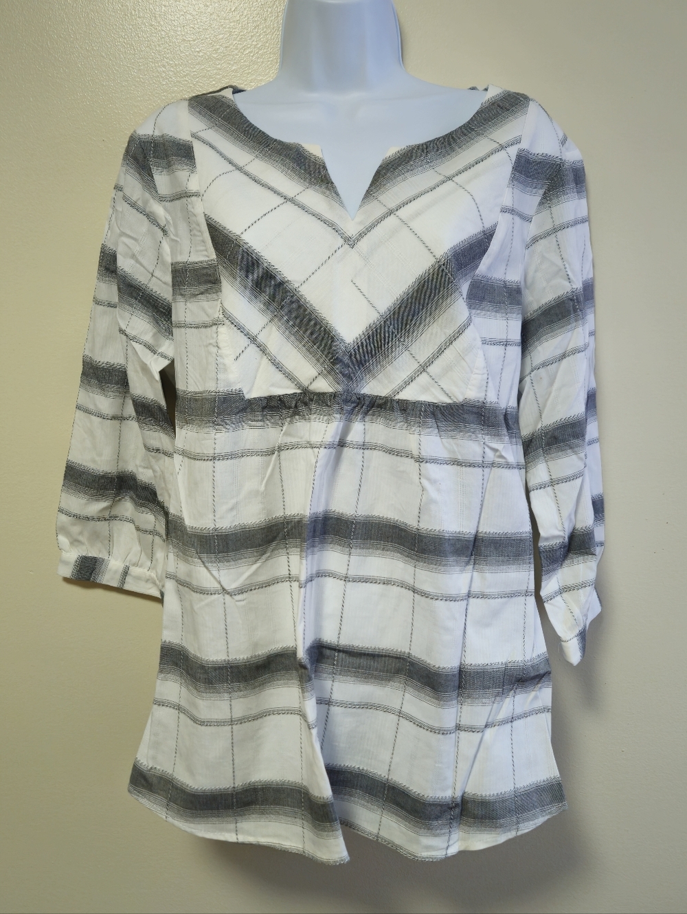New Christopher & banks Peyton Primrose Plaid Long Sleeve Blouse Women Large